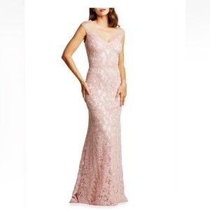 Tadashi Shoji Reina Corded Lace Column Gown Petal Pink 10 Floral Formal Wedding
